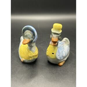Vintage Salt and Pepper Shakers Duck Goose Top Hat Bonnet Country Farmhouse